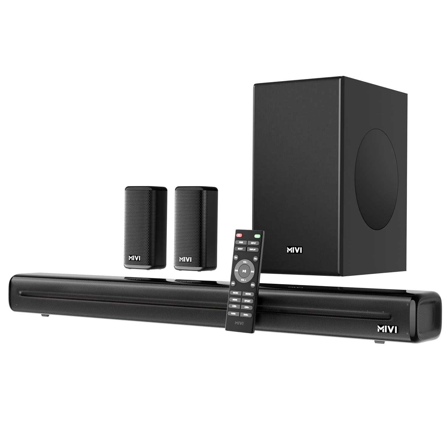 Mivi Fort H350 Soundbar, 350 Watts, 5.1 Channel, Multi-Input and EQ Modes, BT v5.1 350 W Bluetooth Soundbar (Black, 5.1 Channel)