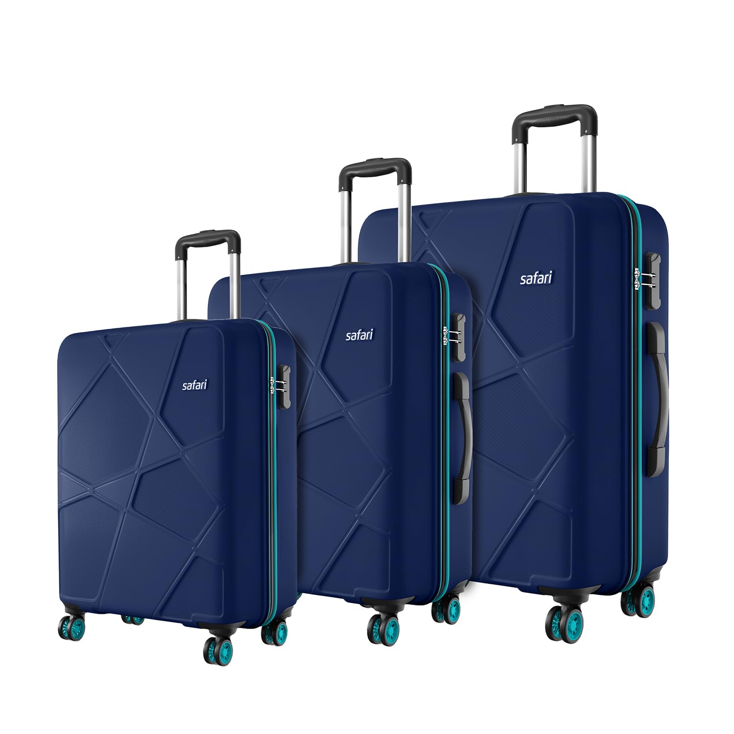Magnum by Safari Hard Body Set of 3 Luggage 4 Wheels - Magnum Zeno (Small 55cm | Medium 66cm | Large 75cm) 4W - Blue